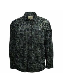 Artisan Outfitters Mens Outer Banks Batik Cotton Long Sleeve Shirt (Achromatic Gray, 2XB) AO214-46LS-2XB