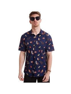 MCULIVOD Men's Hawaiian Tropical Shirts, Printing Short Sleeve Casual Button Down Shirt