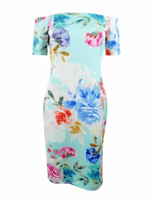 Calvin Klein Women's Floral Off The Shoulder Sheath Dress