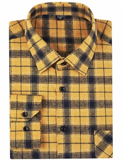 DOKKIA Men's Dress Long Sleeve Buffalo Plaid Gingham Flannel Shirts