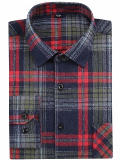 DOKKIA Men's Dress Long Sleeve Buffalo Plaid Gingham Flannel Shirts