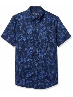 Ben Sherman Men's Ss Flrl Blue Shirt