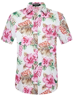 HWHColor Men's Hawaiian Aloha Beach Short Sleeve Shirt Casual Relaxed-Fit Button Down Shirts