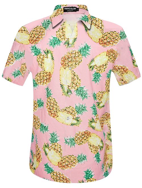 HWHColor Men's Hawaiian Aloha Beach Short Sleeve Shirt Casual Relaxed-Fit Button Down Shirts