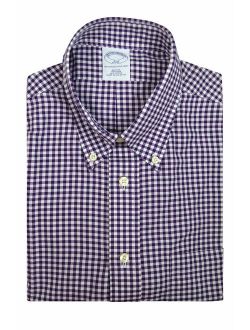 Brothers Mens 346 Slim Fit 20986 All Cotton The Original Polo Button Down Shirt Deep Purple Gingham Plaid