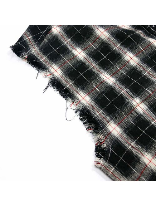 Sleeveless Plaid Front Shirt for Men,Cowboy Button Down Shirts