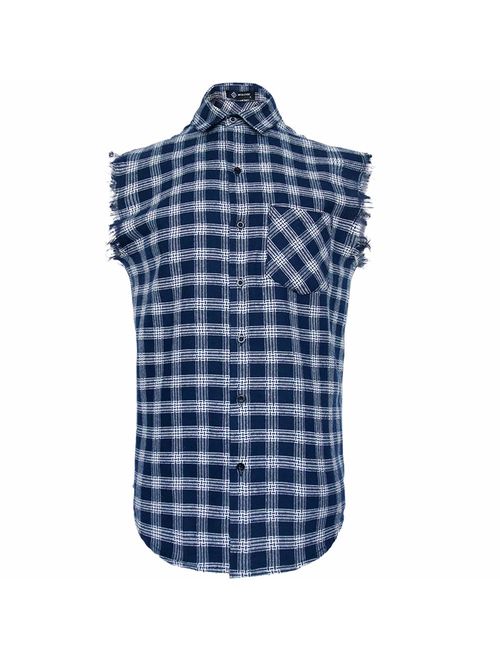 Sleeveless Plaid Front Shirt for Men,Cowboy Button Down Shirts