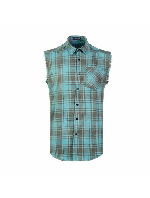 Sleeveless Plaid Front Shirt for Men,Cowboy Button Down Shirts