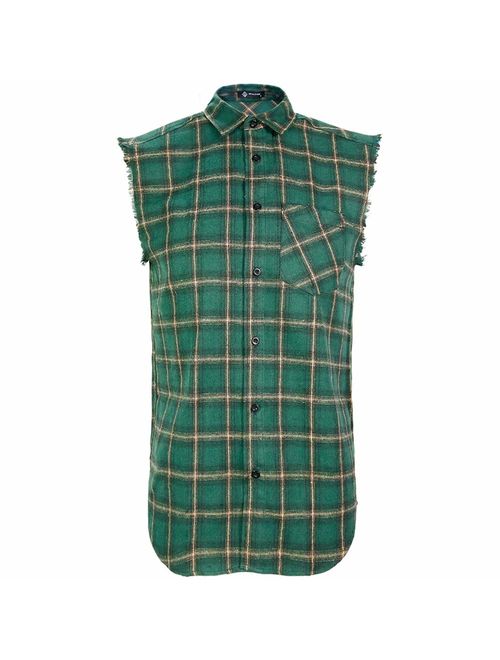 Sleeveless Plaid Front Shirt for Men,Cowboy Button Down Shirts