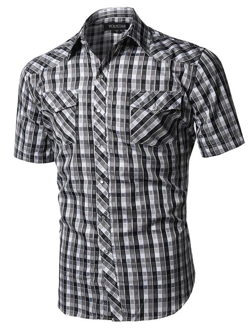 Youstar Men's Western Casual Button Down Shirt