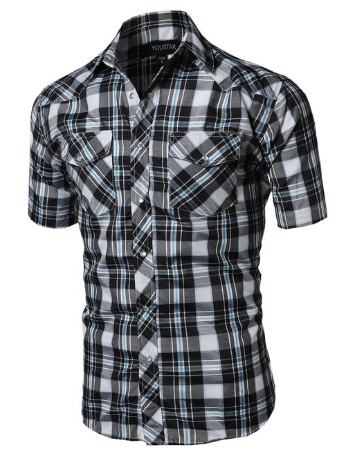 Youstar Men's Western Casual Button Down Shirt