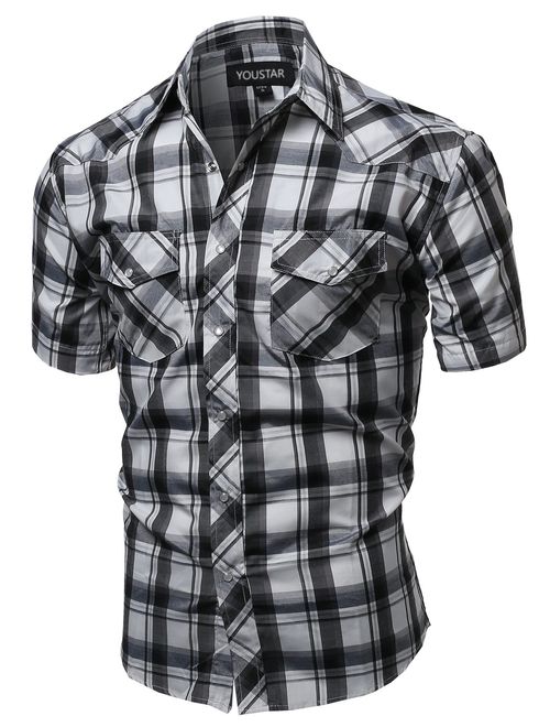 Youstar Men's Western Casual Button Down Shirt