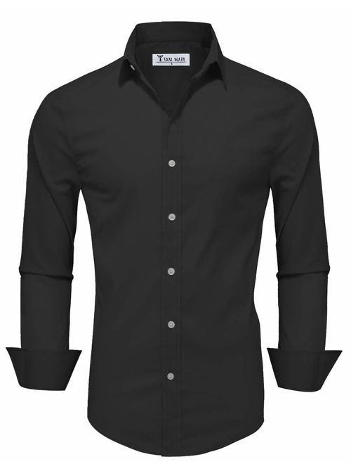 TAM WARE Men's Regular-Fit Short-Sleeve Casual Plain Button Down Dress Shirts