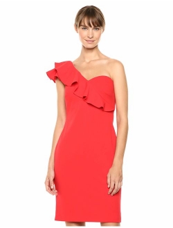 Women's One Shoulder Sheath with Ruffle Arm Detail Cd8b18pn