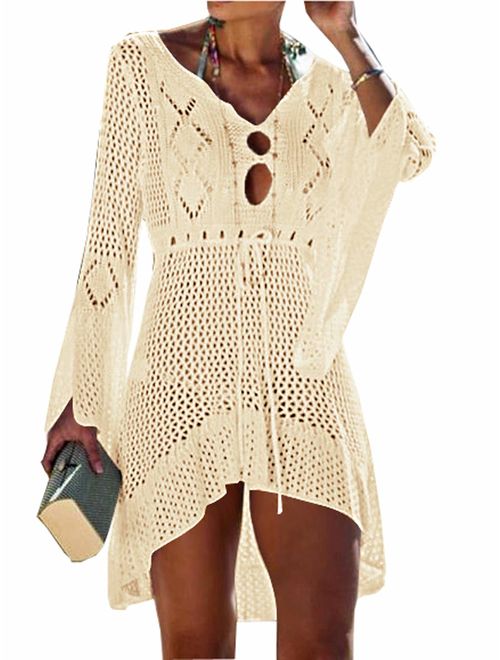 Wander Agio Beach Tops Sexy Perspective Cover Dresses Bikini Cover-ups Net Coverups