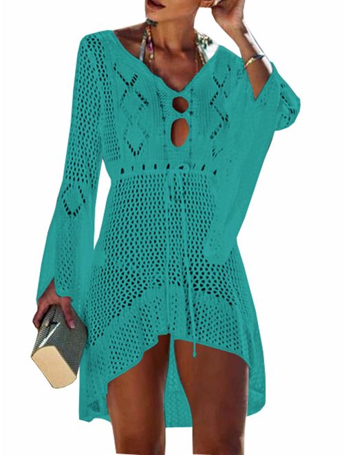 Wander Agio Beach Tops Sexy Perspective Cover Dresses Bikini Cover-ups Net Coverups