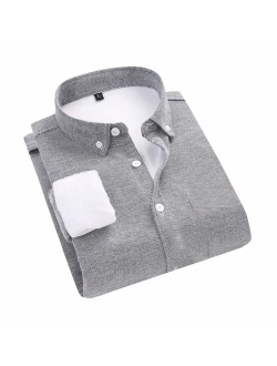 TOSKIP Men's Winter Long Sleeve Oxford Thermal Fleece Lined Shirt Jacket