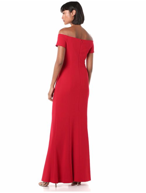 Calvin Klein Women's Off The Shoulder Center Notch Gown