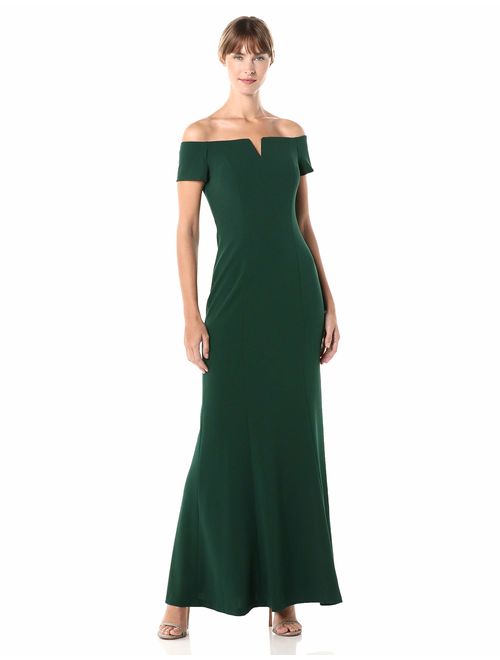 Calvin Klein Women's Off The Shoulder Center Notch Gown