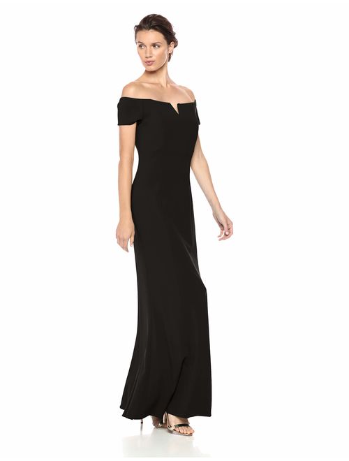 Calvin Klein Women's Off The Shoulder Center Notch Gown