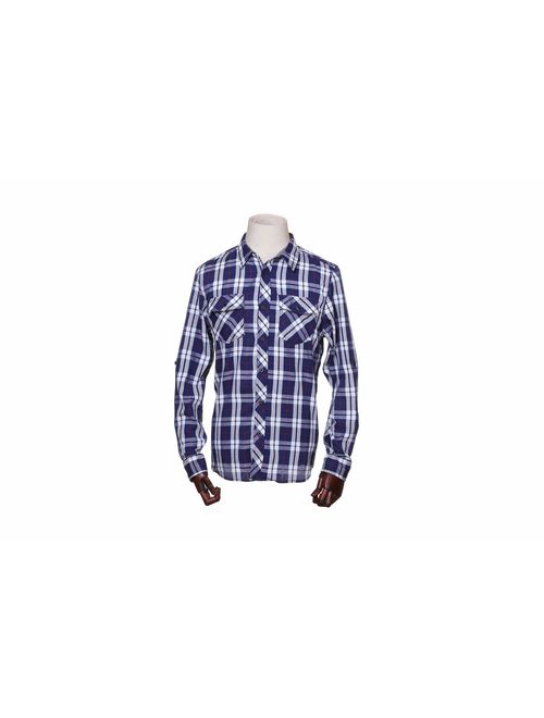 JUNREN Men's Modern Fit Long Sleeve Plaid Shirt