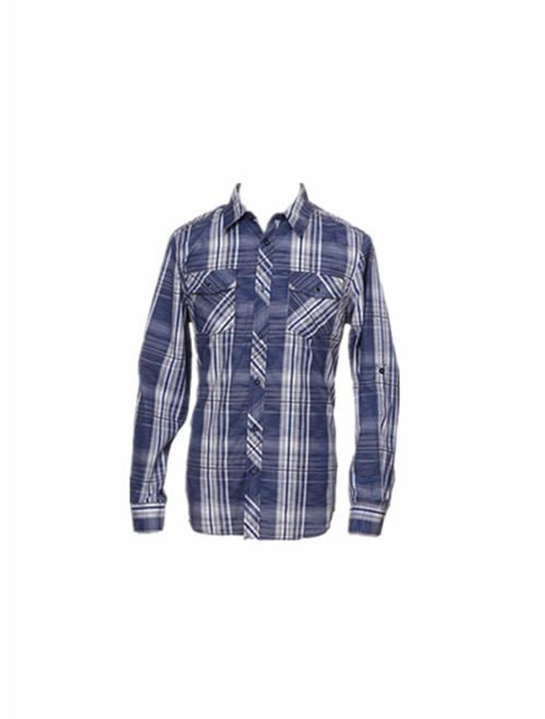 JUNREN Men's Modern Fit Long Sleeve Plaid Shirt