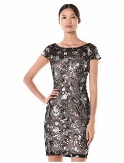 Women's Cap Sleeve Sequin Sheath Dress