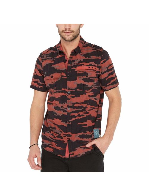 Buffalo David Bitton Mens Camouflage Short Sleeves Button-Down Shirt