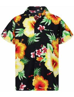 Funky Hawaiian Shirt Men Short-Sleeve Front-Pocket Paradise Flowers Multiple Colors