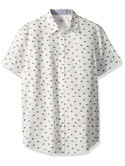 Ben Sherman Men's Short Sleeve Peacock Feather Print Shirt