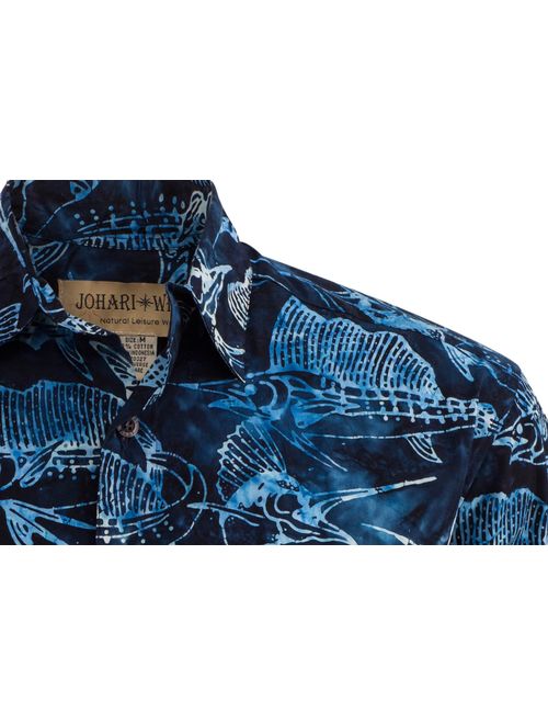 Johari West Sailfish Night Tropical Hawaiian Batik Shirt