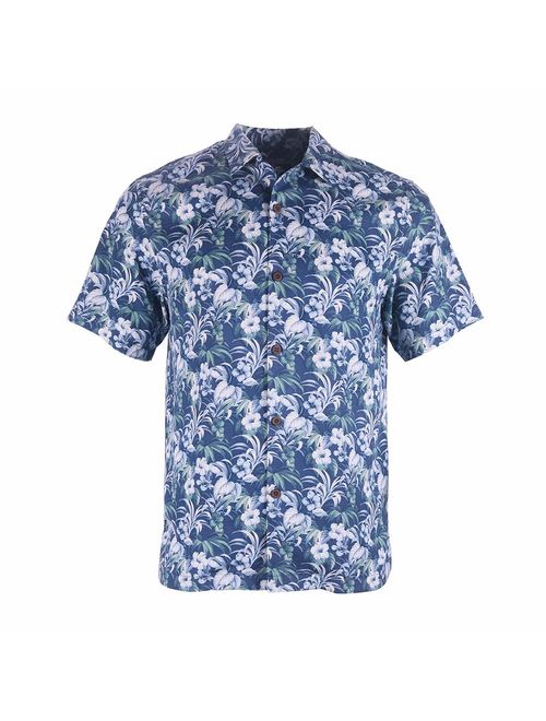 Havana Breeze Men's 100% Silk Relaxed-Fit Camp Shirt