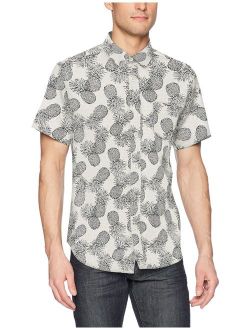 Life After Denim Men's Short Sleeve Slim Fit Pineapple Express Seersucker Shirt