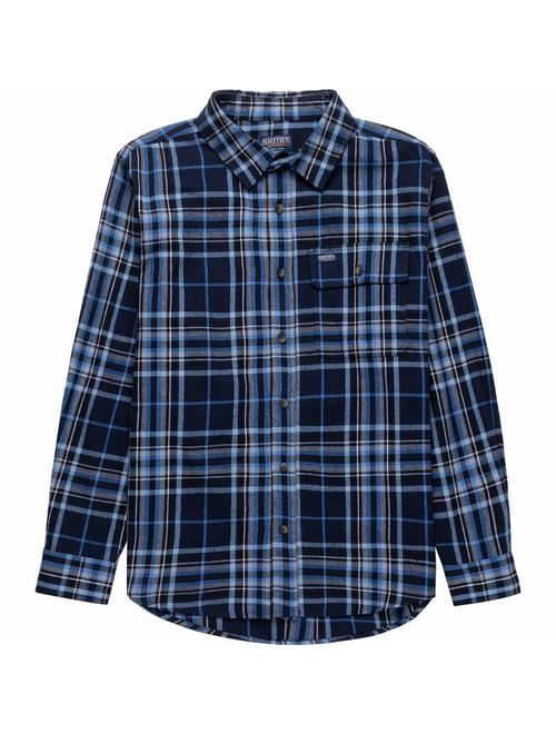 Smith's Workwear Men's Plaid Long Sleeve Button Front Shirt