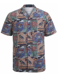 Hawaiian Shirts for Men Short Sleeve Regular Fit Mens Floral Shirts