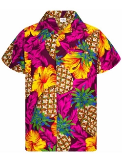 Hawaiian Shirt for Men Funky Casual Button Down Very Loud Shortsleeve Unisex Pineapple Hibiscus