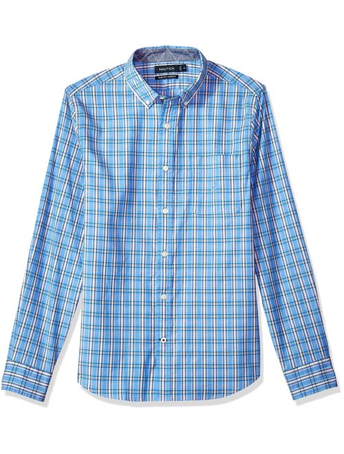 Nautica Long Sleeve Plaid Stretch Slim Fit Button Down Shirt