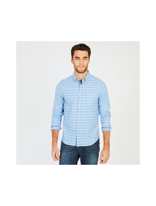 Nautica Long Sleeve Plaid Stretch Slim Fit Button Down Shirt