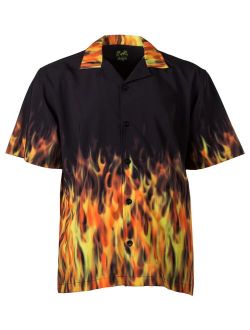 Benny's Red Flames Bowling Shirt