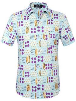 SSLR Men's Pineapple Casual Button Down Short Sleeve Hawaiian Shirt