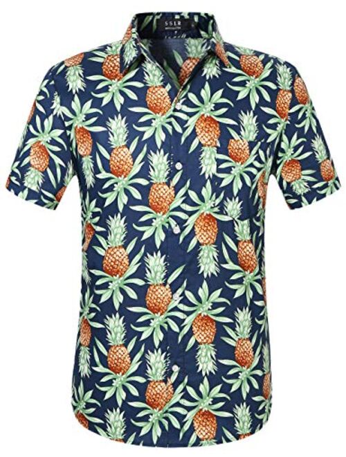 SSLR Men's Pineapple Casual Button Down Short Sleeve Hawaiian Shirt