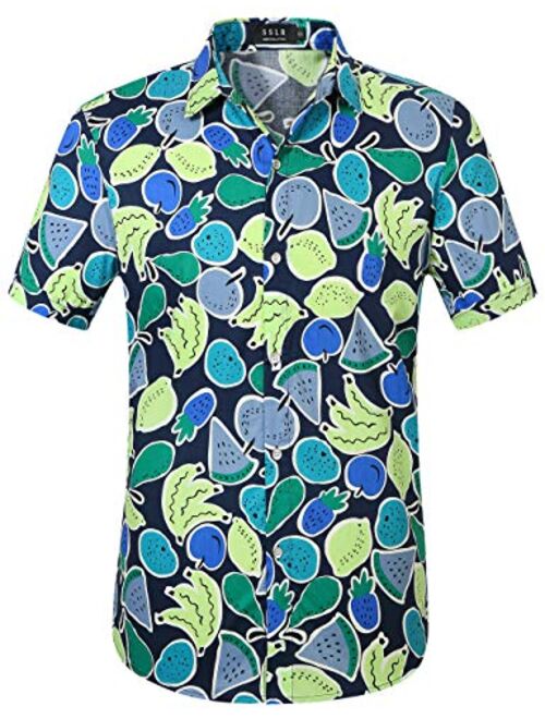 SSLR Men's Pineapple Casual Button Down Short Sleeve Hawaiian Shirt