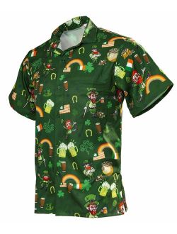 Funny Guy Mugs Men's Hawaiian Print Button Down Short Sleeve Shirts