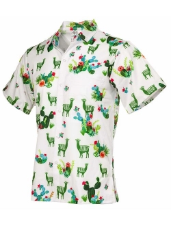 Funny Guy Mugs Men's Hawaiian Print Button Down Short Sleeve Shirts