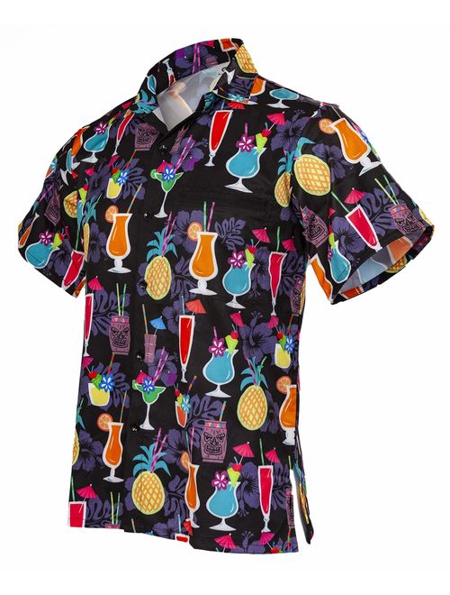 Funny Guy Mugs Men's Hawaiian Print Button Down Short Sleeve Shirts