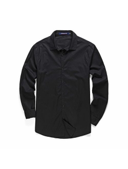 MCLOANTH Men's Long Sleeves Button Down Solid Regular Fit Shirts 100% Cotton Rolled-up Casual Shirts