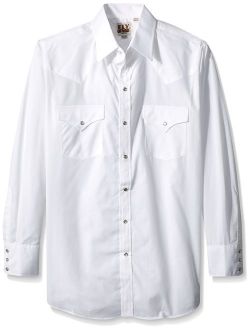 ELY CATTLEMAN Long Sleeve Men's Solid White Snap Western Shirt