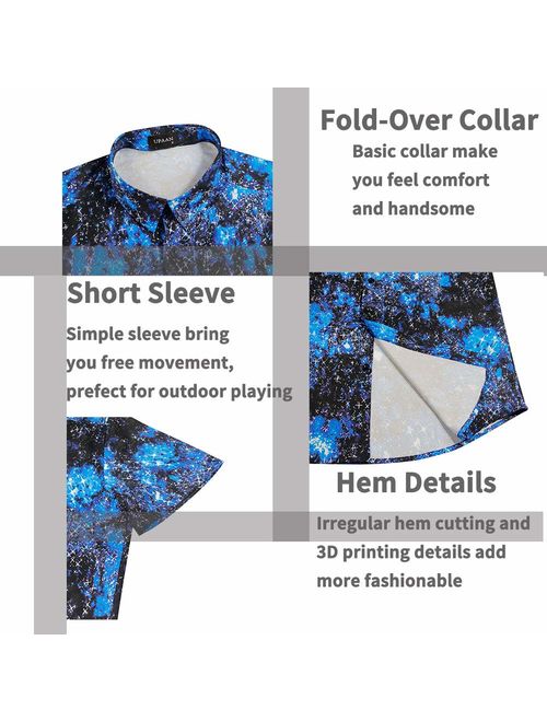 Men Stardust Universe Starry Sky 3D Print Casual Button Down Shirt Graphic Short Sleeve Hawaiian Shirts