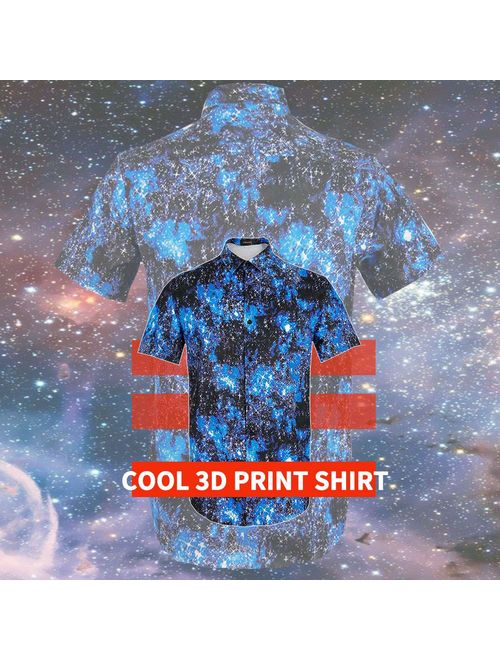 Men Stardust Universe Starry Sky 3D Print Casual Button Down Shirt Graphic Short Sleeve Hawaiian Shirts