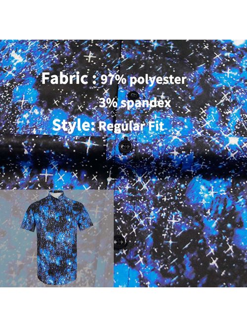 Men Stardust Universe Starry Sky 3D Print Casual Button Down Shirt Graphic Short Sleeve Hawaiian Shirts